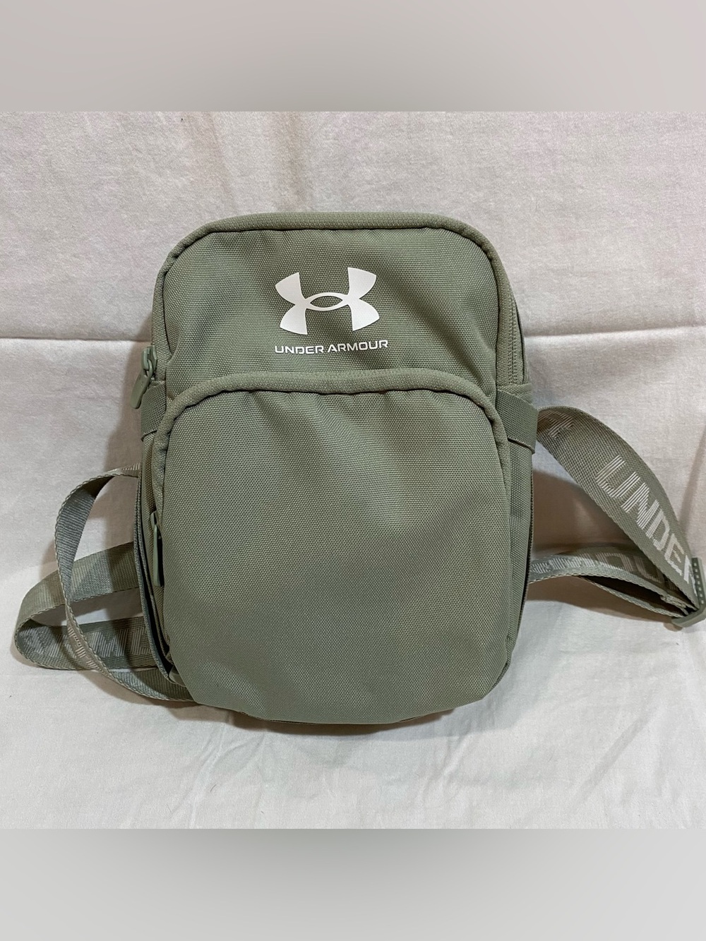 Under Armour Sage Green Loudon Crossbody Sling Travel Bag with Logo Strap